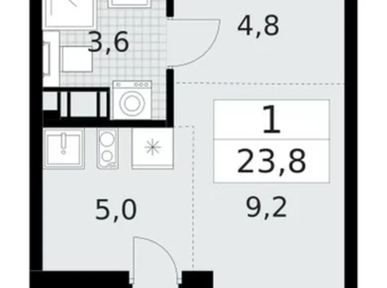 Квартира 1 комната 24 м² Красное Село, Россия