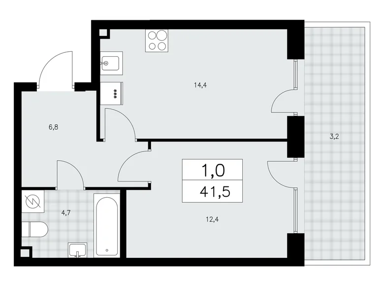 Wohnung 1 zimmer 42 m² Krasnoje Selo, Russland