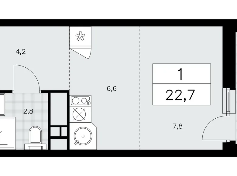 Wohnung 1 zimmer 23 m² Kommunarka, Russland