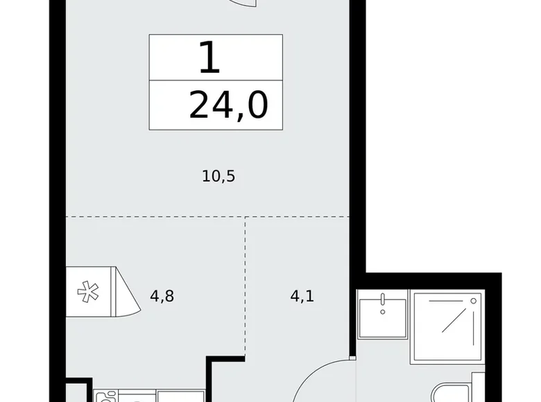 Mieszkanie 1 pokój 24 m² Troick, Rosja