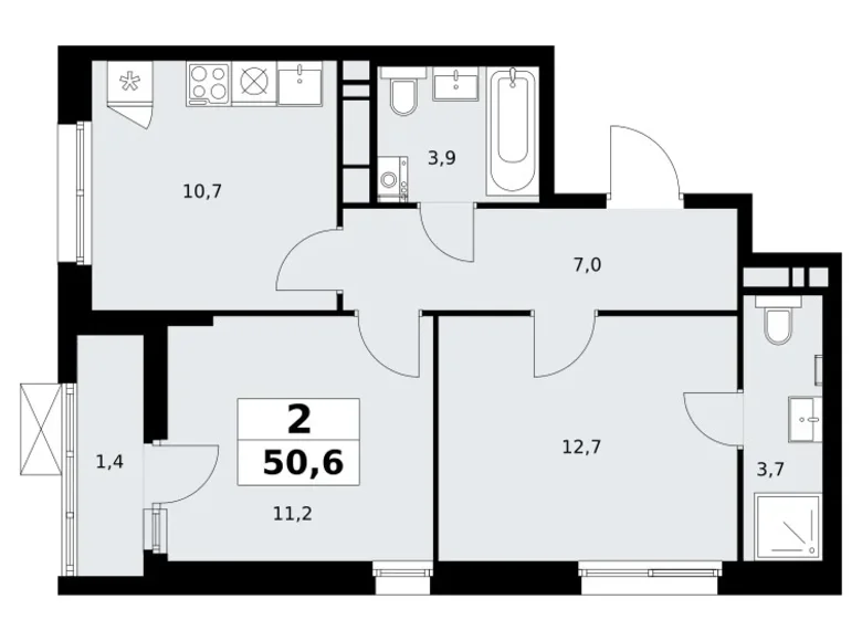 Mieszkanie 2 pokoi 51 m² Kommunarka, Rosja