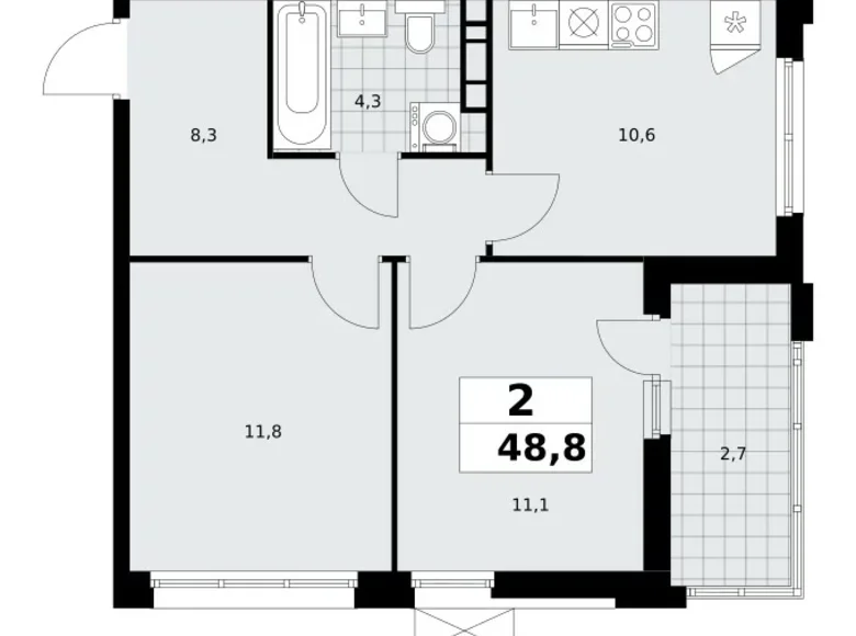 Квартира 2 комнаты 49 м² район Коммунарка, Россия