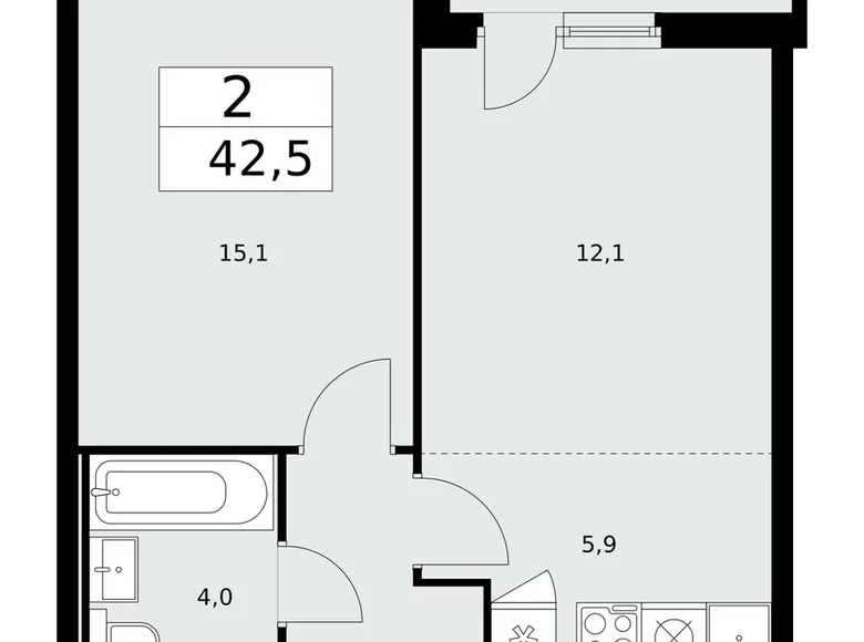 Mieszkanie 2 pokoi 43 m² Kommunarka, Rosja