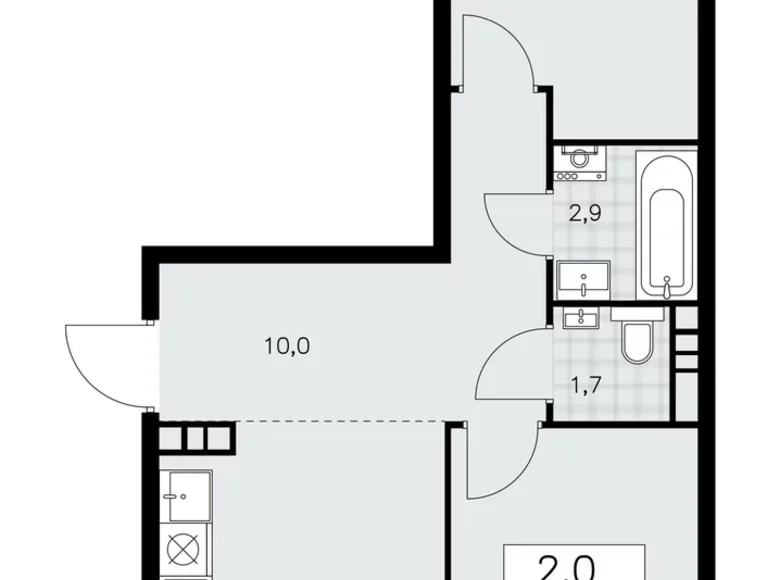 Mieszkanie 2 pokoi 53 m² Kommunarka, Rosja