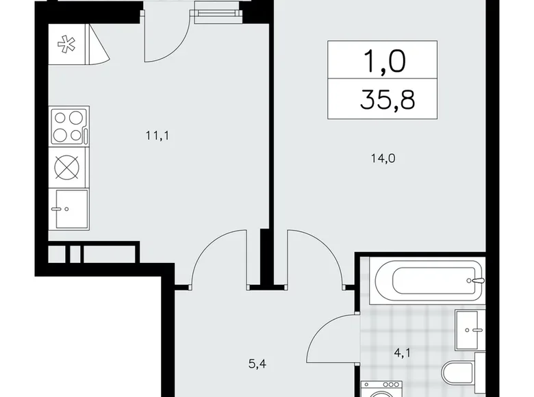 Apartamento 1 habitación 36 m² Kommunarka, Rusia