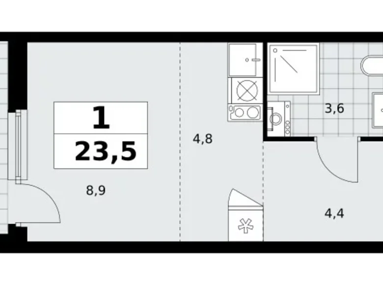 Wohnung 1 zimmer 24 m² Kommunarka, Russland