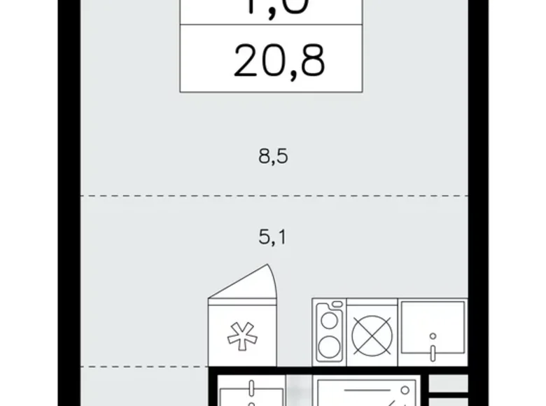 Apartamento 1 habitación 21 m² Kommunarka, Rusia