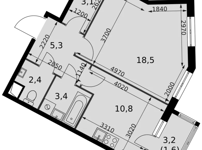 Wohnung 1 zimmer 45 m² Razvilka, Russland