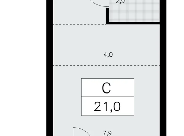 Wohnung 1 zimmer 21 m² Krasnoje Selo, Russland