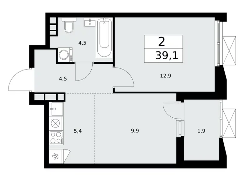 Apartamento 2 habitaciones 39 m² Kommunarka, Rusia