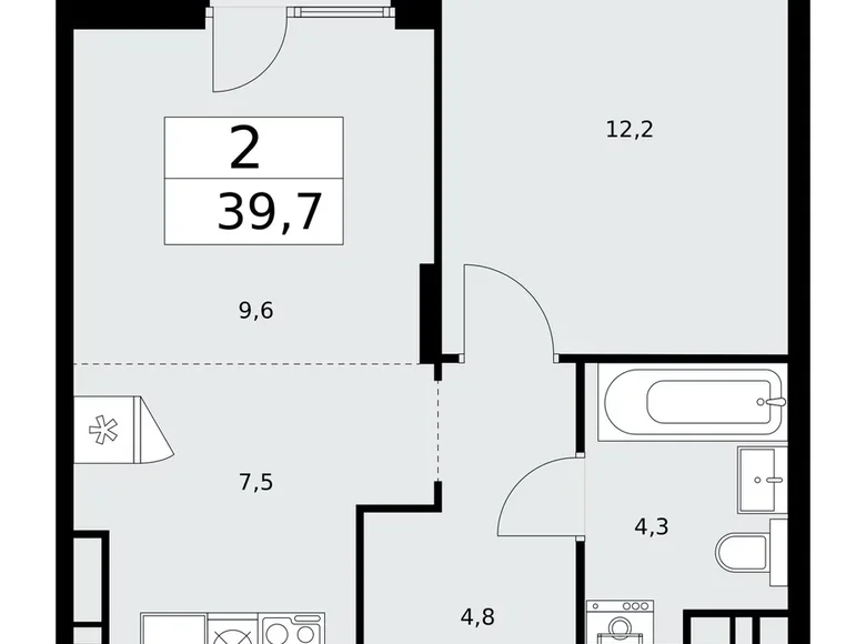 Wohnung 2 zimmer 40 m² Troizk, Russland