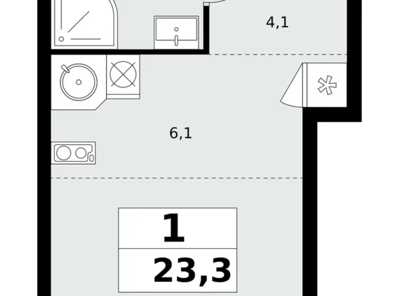 Wohnung 1 zimmer 23 m² Kommunarka, Russland