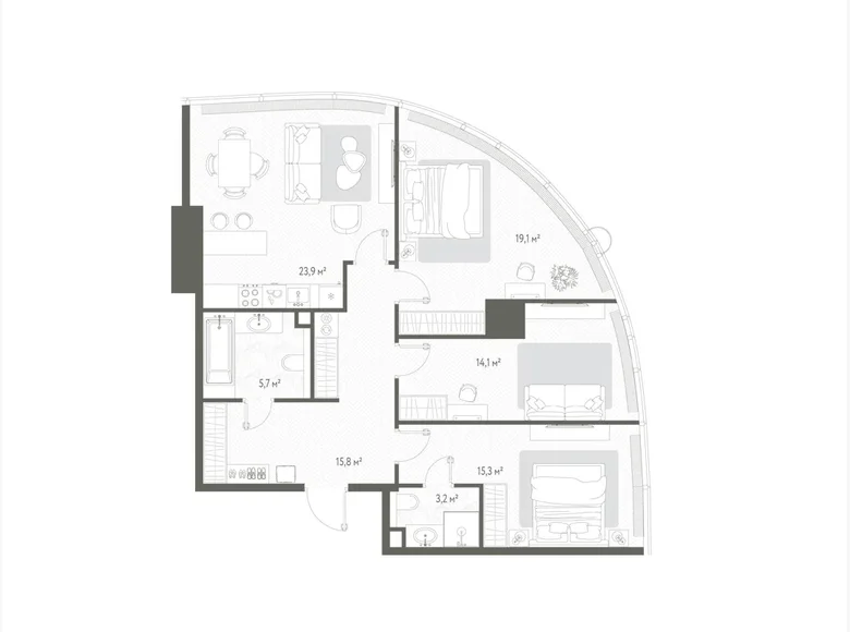 Apartamento 3 habitaciones 97 m² Rusia, Rusia