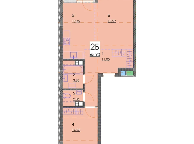 Квартира 2 комнаты 66 м² Минск, Беларусь