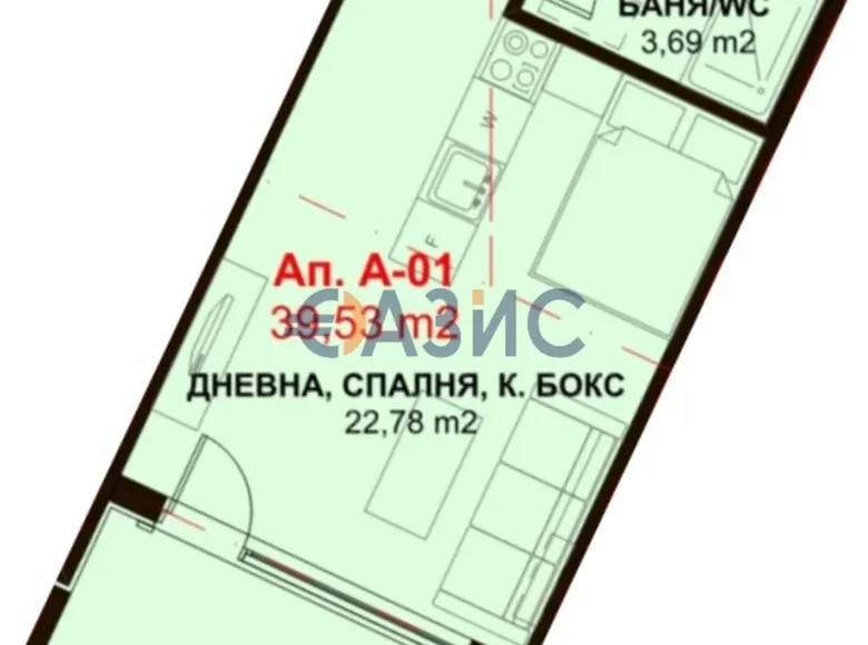 Apartamento 46 m² Nesebar, Bulgaria
