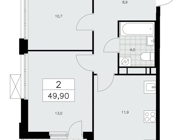 Wohnung 2 zimmer 50 m² Kommunarka, Russland