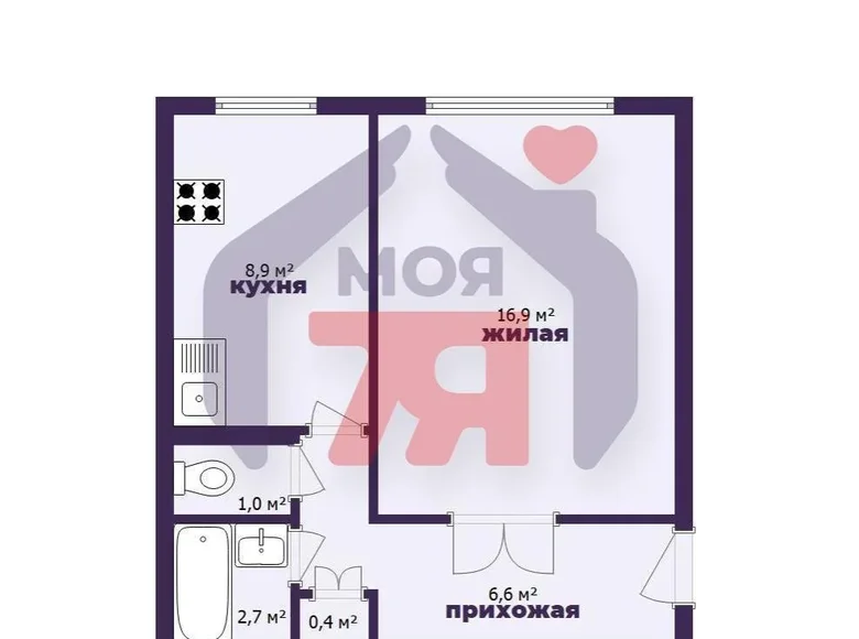 1 room apartment 36 m² Barysaw, Belarus