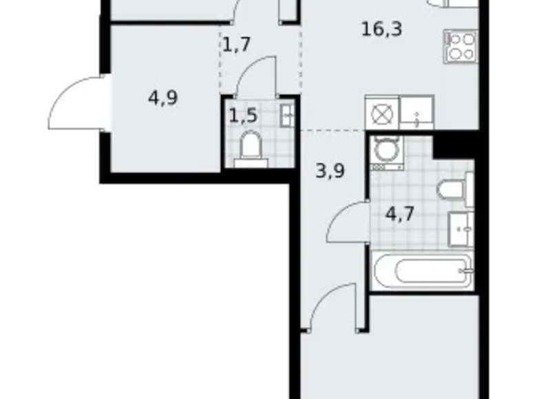 Appartement 2 chambres 58 m² Troïtsk, Russie