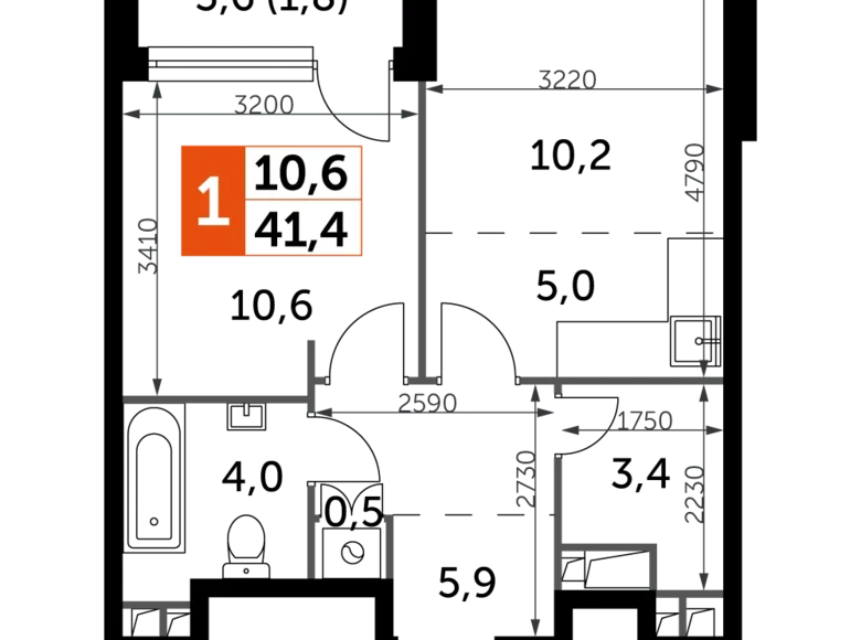 Appartement 2 chambres 41 m² Moscou, Russie