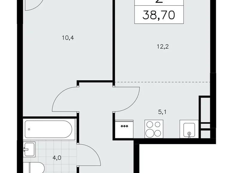 Appartement 2 chambres 39 m² Kommunarka, Russie