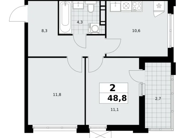 Mieszkanie 2 pokoi 49 m² Kommunarka, Rosja