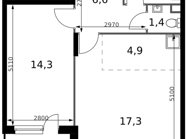 Mieszkanie 2 pokoi 50 m² Sapronovo, Rosja