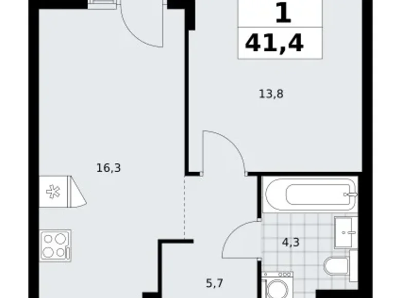Appartement 1 chambre 41 m² Troïtsk, Russie