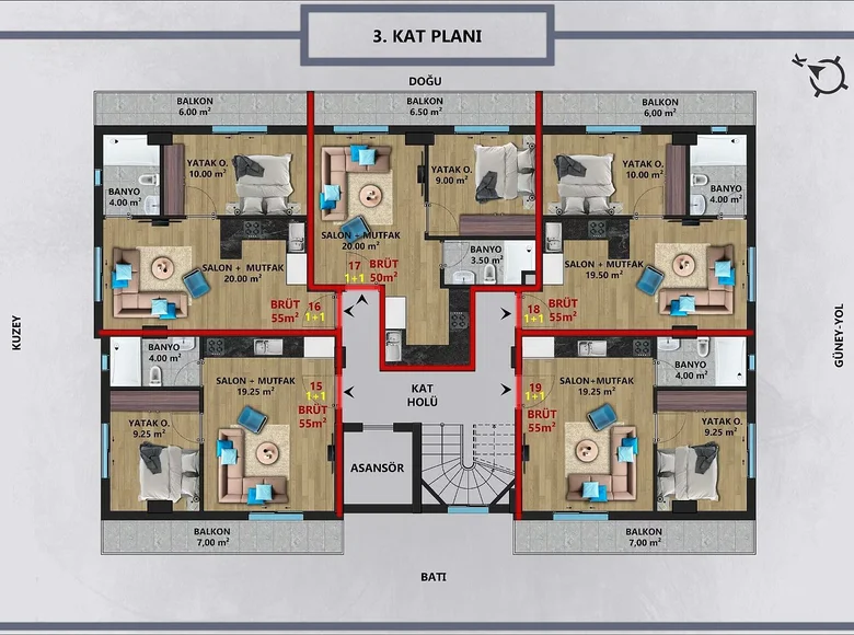 Wohnung 2 zimmer 57 m² Muratpasa, Türkei