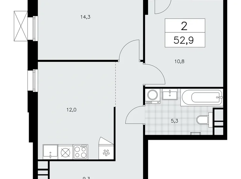Wohnung 2 zimmer 53 m² Kommunarka, Russland