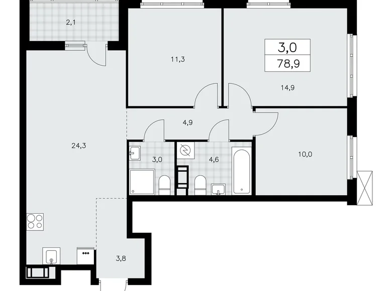 Mieszkanie 3 pokoi 79 m² Krasnoye Selo, Rosja