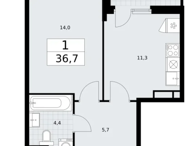 Appartement 1 chambre 37 m² Vnoukovo, Russie
