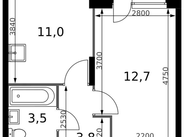 Квартира 1 комната 32 м² Сапроново, Россия