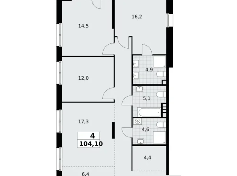 Apartamento 4 habitaciones 104 m² Moscú, Rusia