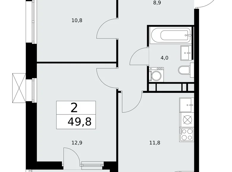 Apartamento 2 habitaciones 50 m² Kommunarka, Rusia