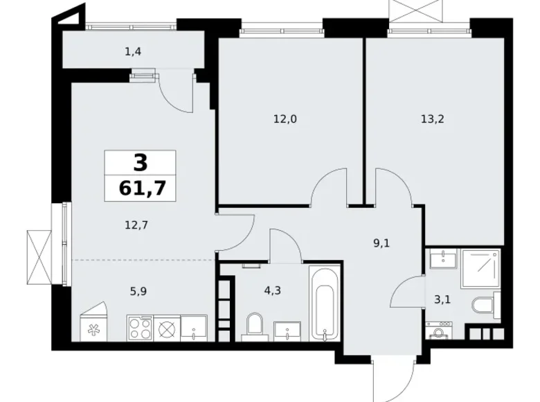 Apartamento 3 habitaciones 62 m² Kommunarka, Rusia
