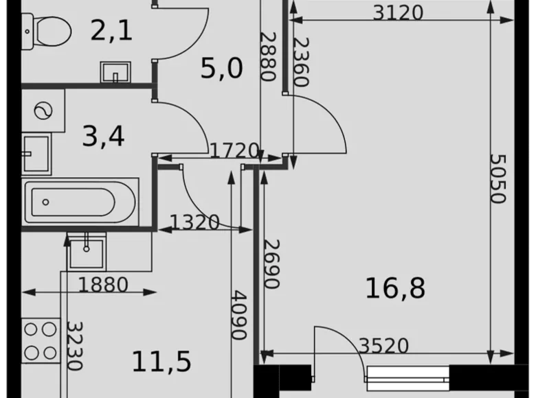 1 room apartment 41 m² Razvilka, Russia