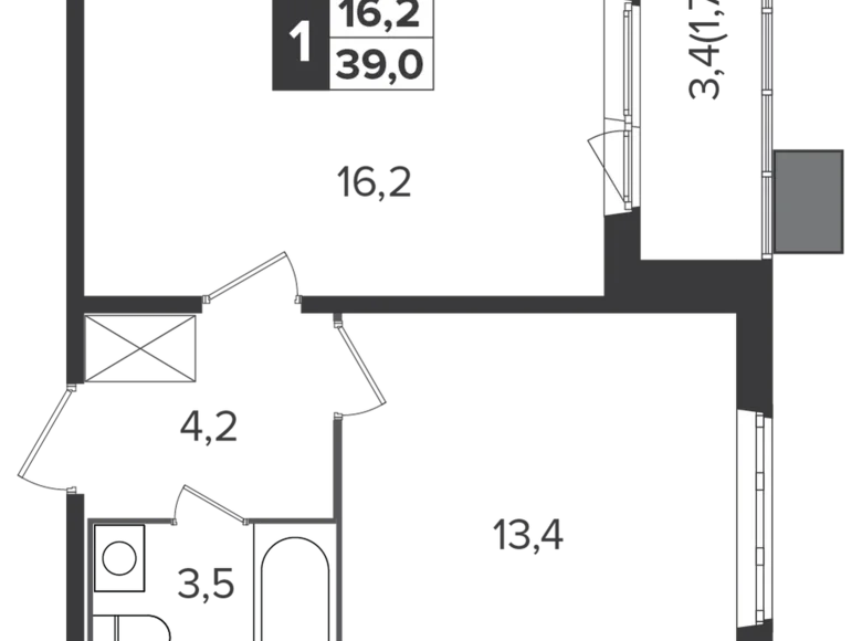 Mieszkanie 1 pokój 39 m² Leninsky District, Rosja