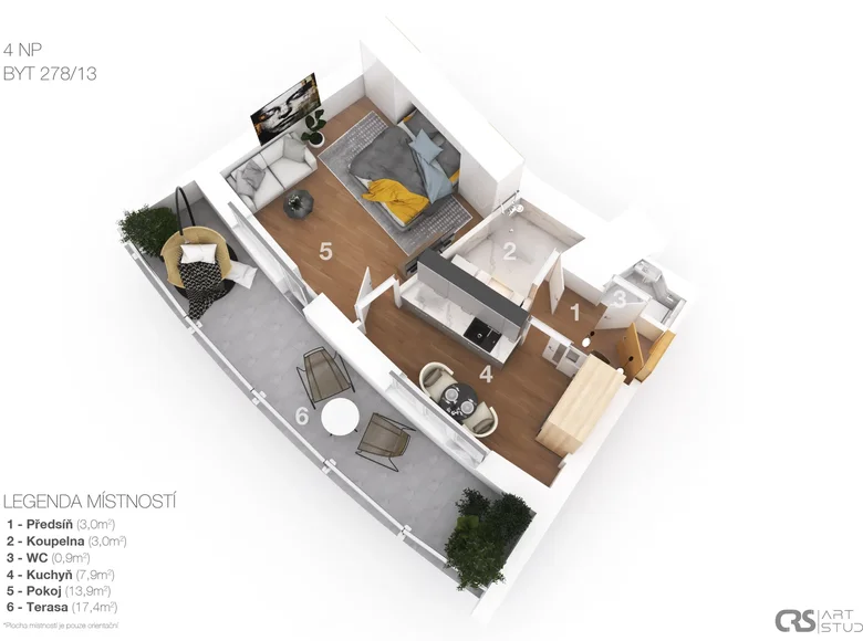 Mieszkanie 1 pokój 54 m² Miasto Stołeczne Praga, Czechy