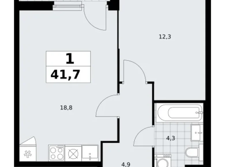 Appartement 1 chambre 42 m² Troïtsk, Russie