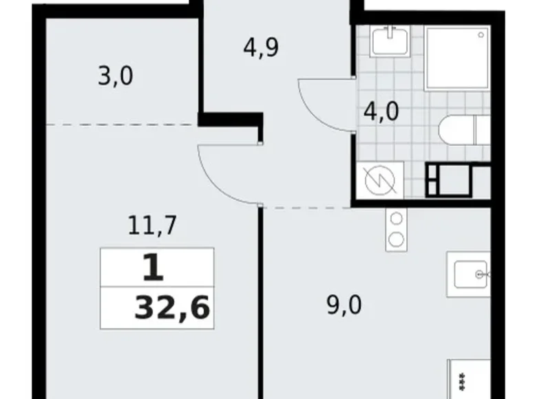 1 room apartment 33 m² Krasnoye Selo, Russia