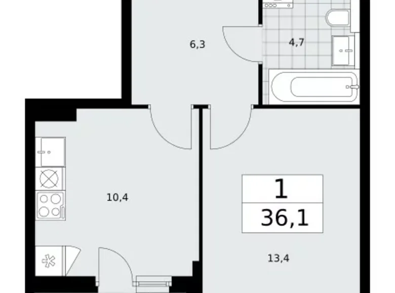 Appartement 1 chambre 36 m² Kommunarka, Russie