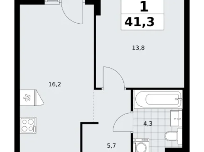 Mieszkanie 1 pokój 41 m² Troick, Rosja