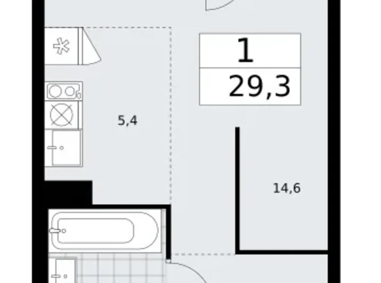 Wohnung 1 zimmer 29 m² Troizk, Russland
