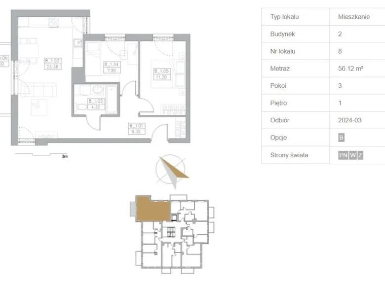 Appartement 3 chambres 56 m² Rumia, Pologne