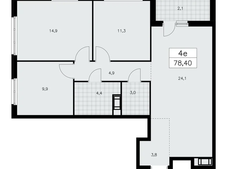 3 room apartment 78 m² Krasnoye Selo, Russia