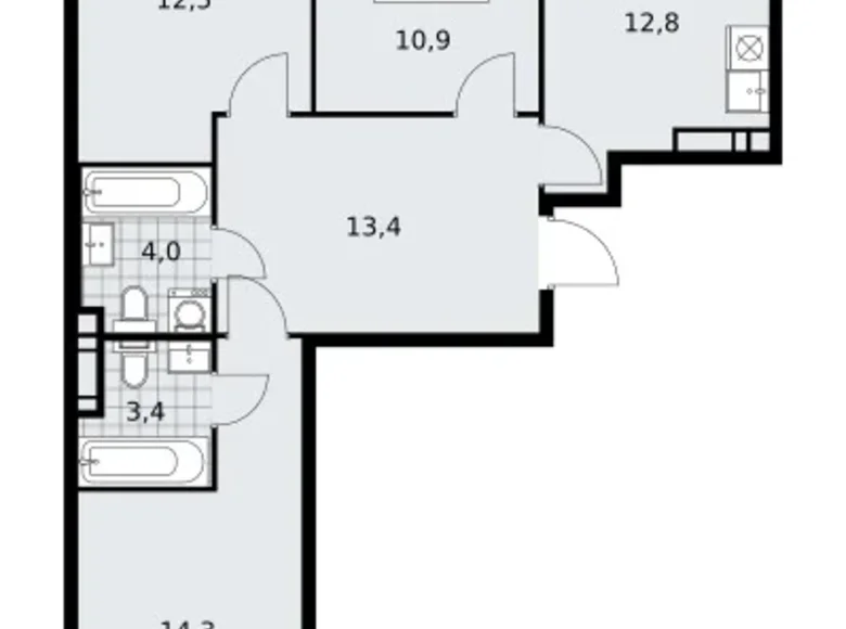 Apartamento 3 habitaciones 73 m² Kommunarka, Rusia