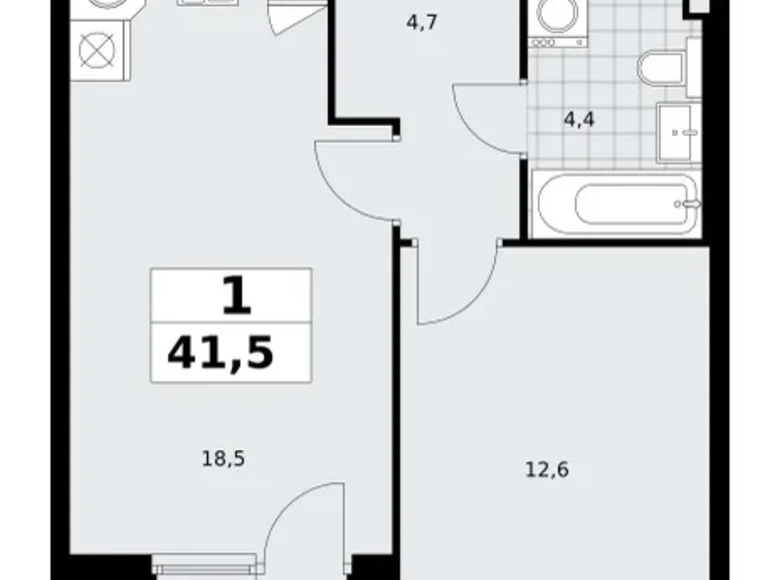 Mieszkanie 1 pokój 42 m² Troick, Rosja