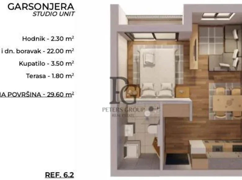 1 room studio apartment 30 m² Bar, Montenegro