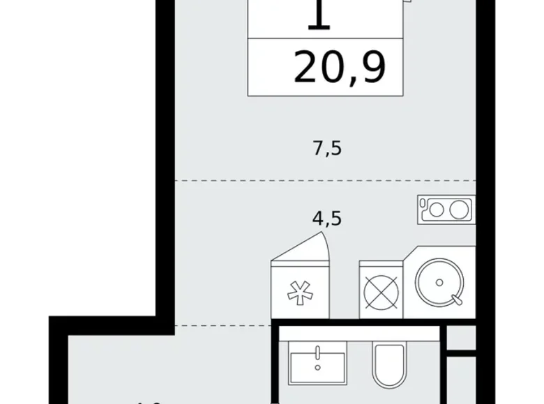 Appartement 1 chambre 21 m² Kommunarka, Russie
