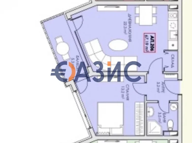 Apartamento 67 m² Ravda, Bulgaria